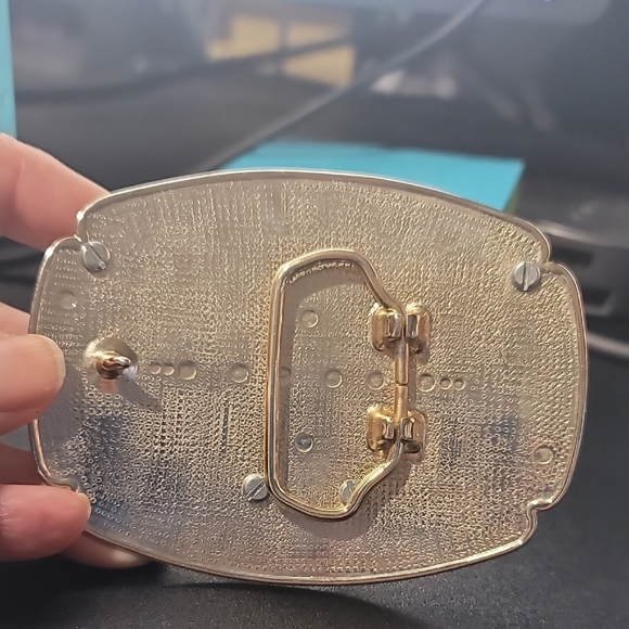 Vintage 80's 90's Silver and Gold One Dollae Coin Belt Buckle - Picture 6 of 8